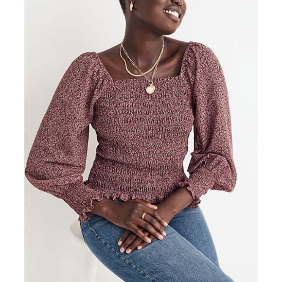Madewell Lucie Bubble-Sleeve Smocked Top in Cottage Garden Size M - Picture 1 of 7